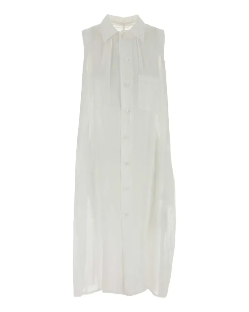 Yohji Yamamoto Ramie sleeveless linen shirt dress - Weiß Weiß