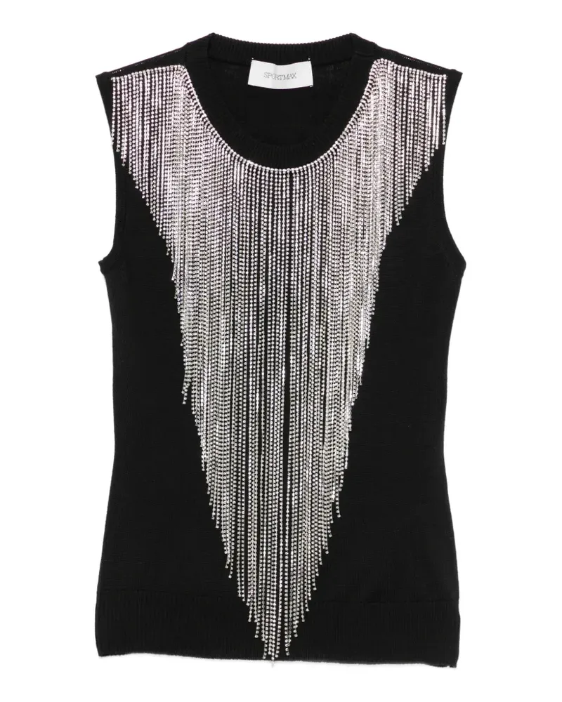 SPORTMAX Crine crystal-fringe sleeveless top - Schwarz Schwarz