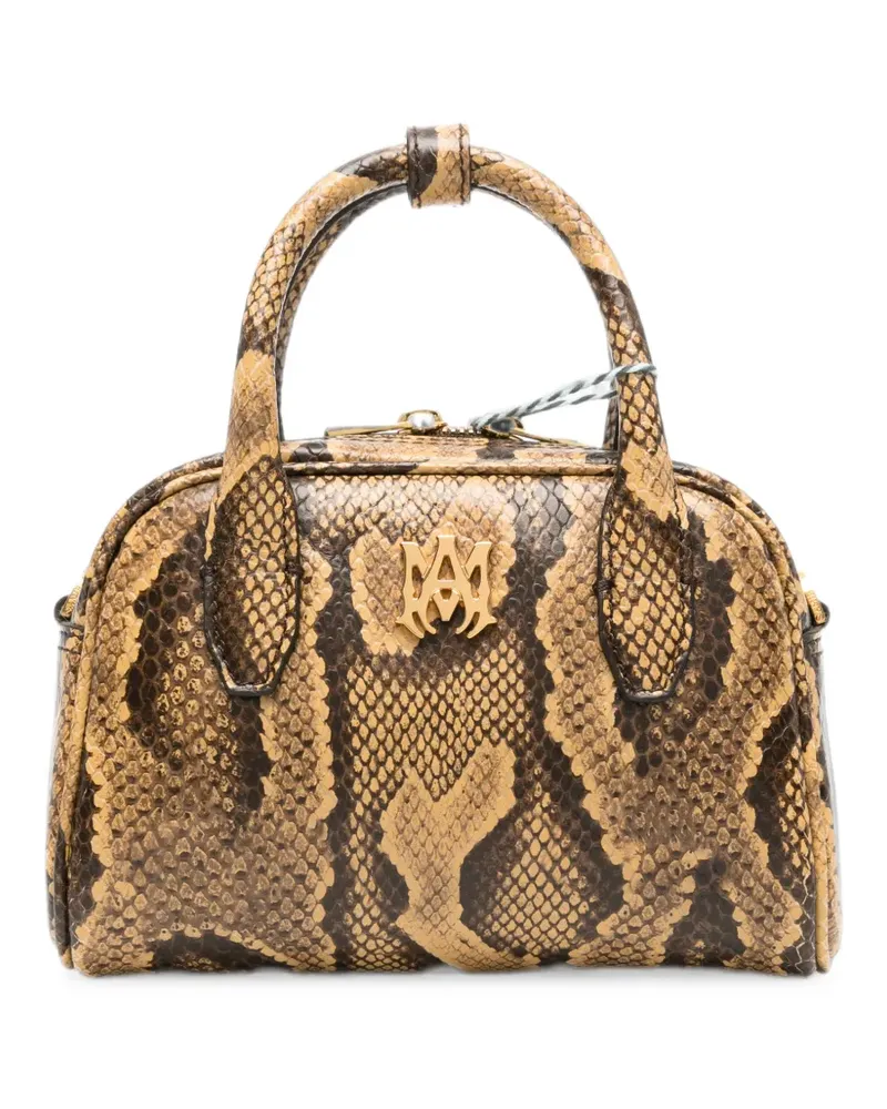 Amiri micro MA snake-effect logo-plaque mini bag - Braun Braun