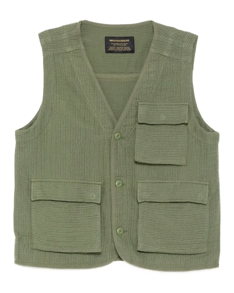 maharishi textured multi-pocket gilets - Grün Grün