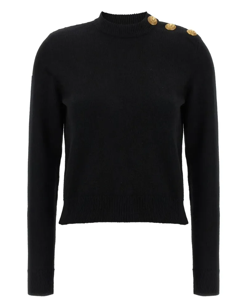 Balmain Rundhals-Pullover mit Zierknöpfen - Schwarz Schwarz