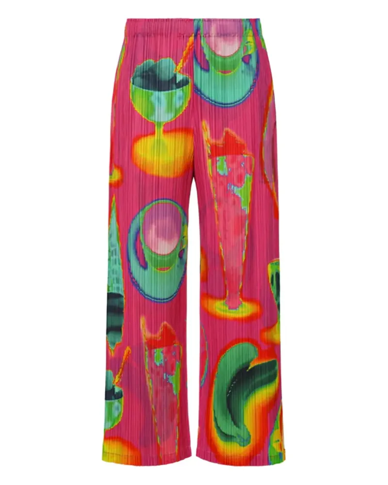 Issey Miyake Bundfaltenhose mit Nahrungsmittel-Print - Rosa Rosa