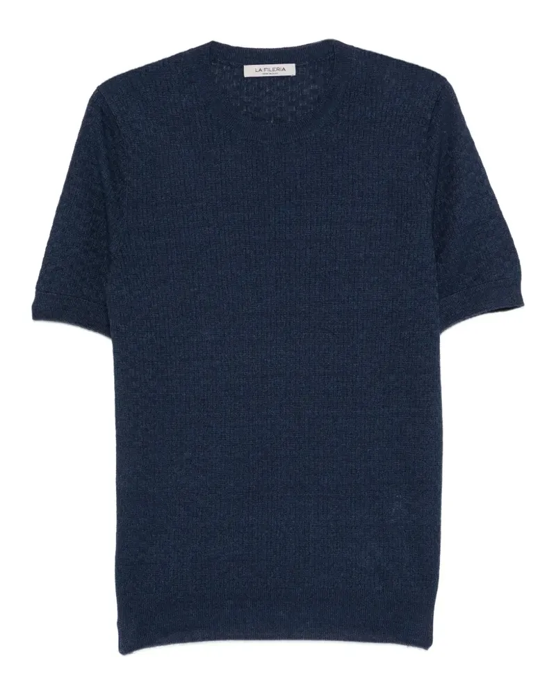 La Fileria Strukturiertes T-Shirt - Blau Blau