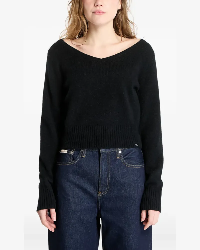 Calvin Klein Pullover mit V-Ausschnitt - Schwarz Schwarz