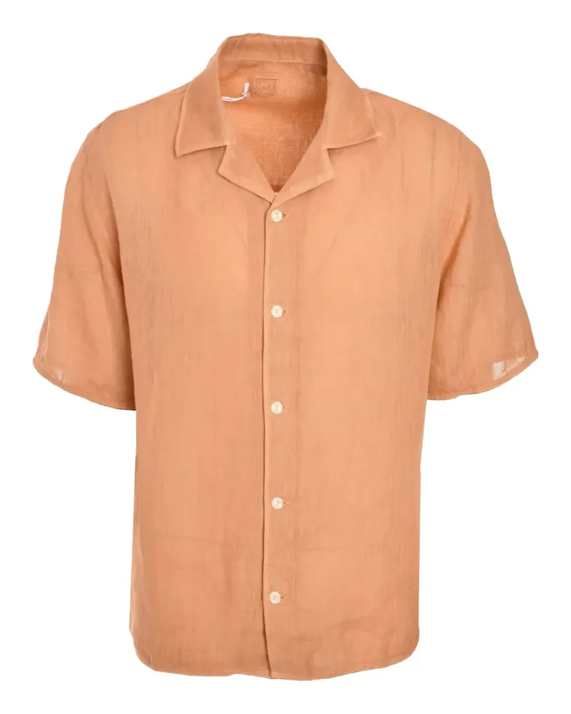 120% Lino Kurzärmeliges Hemd - Orange Orange