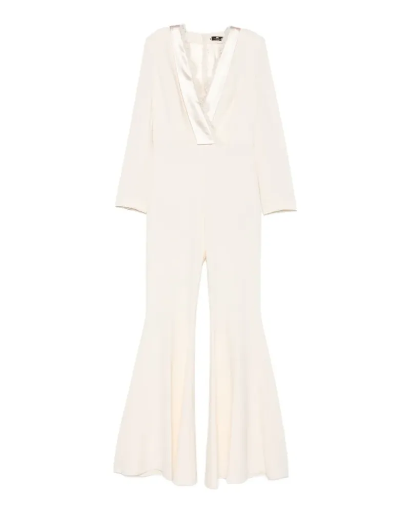 Elisabetta Franchi lace-trim satin-lapel jumpsuit - Nude Nude