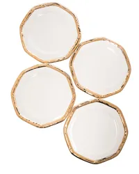 Les-Ottomans Bamboo Set aus vier Keramikplatten (27cm Weiß