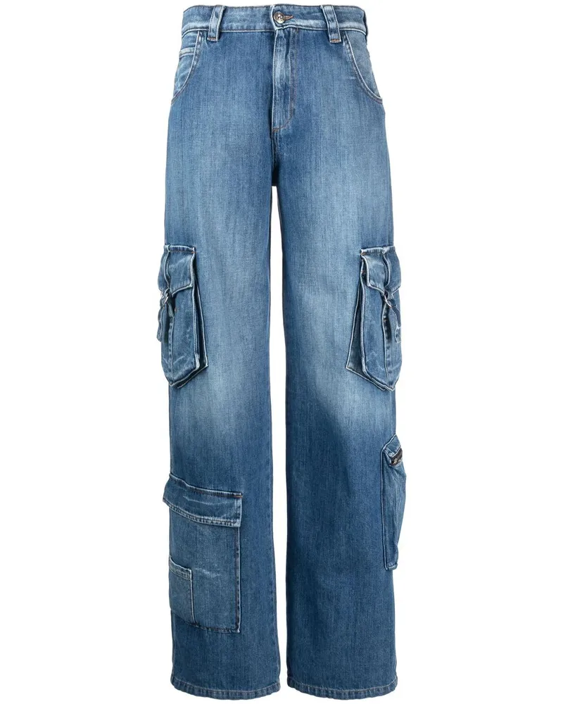 3x1 Jeans mit weitem Bein Blau