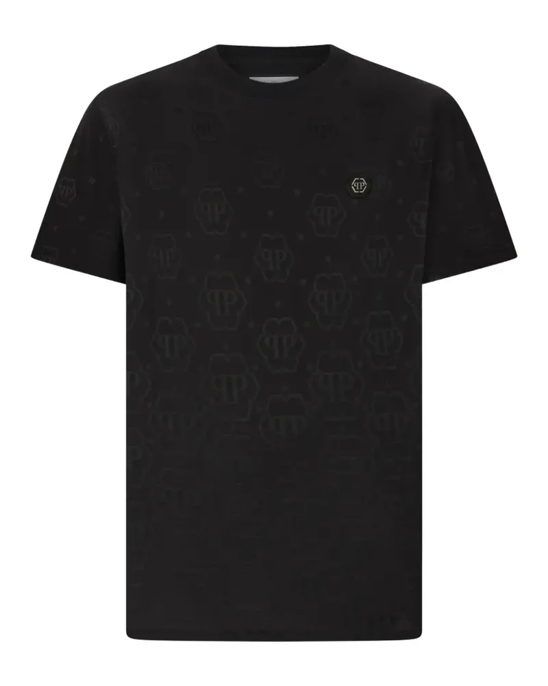 Philipp Plein T-Shirt mit Monogrammmuster - Schwarz Schwarz