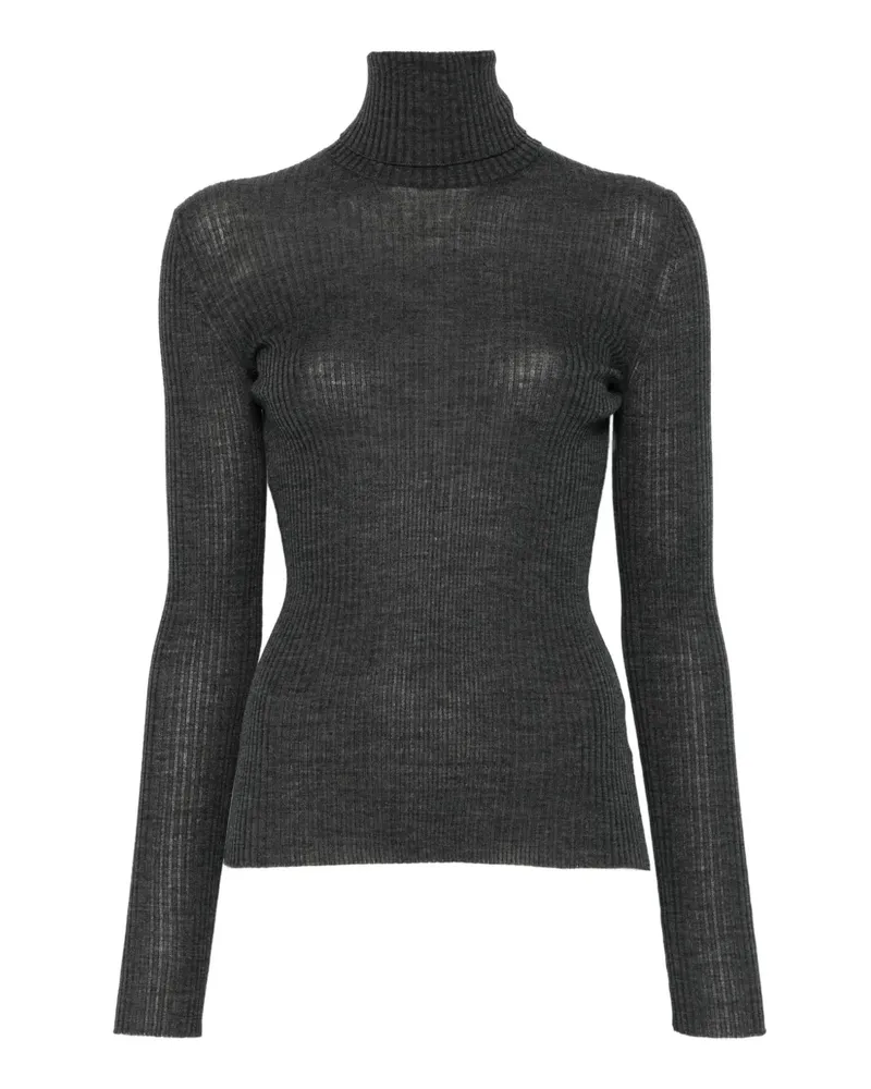 MRZ Gerippter Rollkragenpullover - Grau Grau