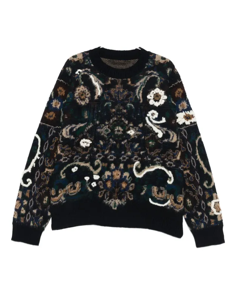 Sacai Rundhals-Pullover mit Blumenmuster - Blau Blau