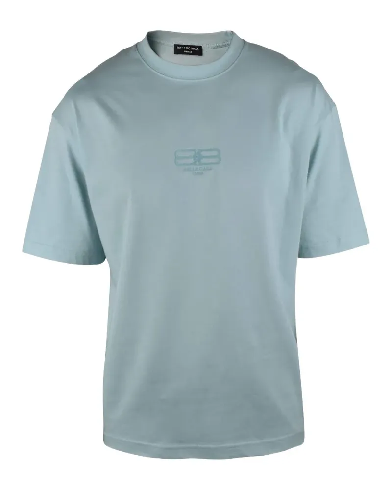 Balenciaga logo-embroidered T-shirt - Blau Blau