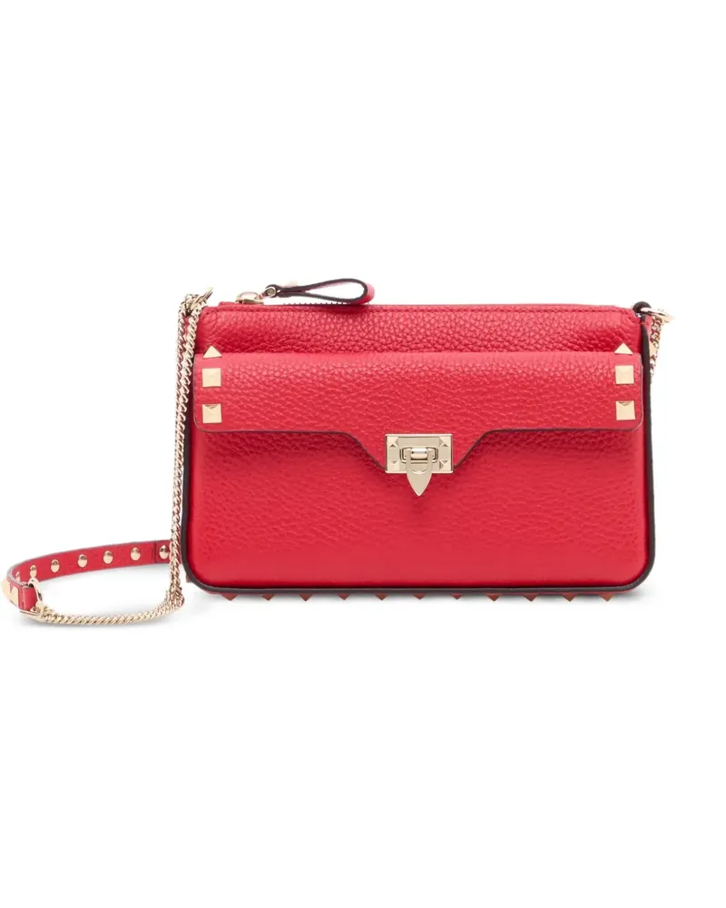 Valentino Garavani Rockstud chain pouch in grainy calfskin - Rot Rot