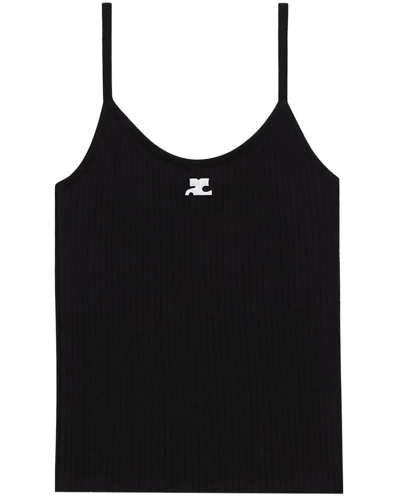 Courrèges Geripptes Tanktop - Schwarz Schwarz
