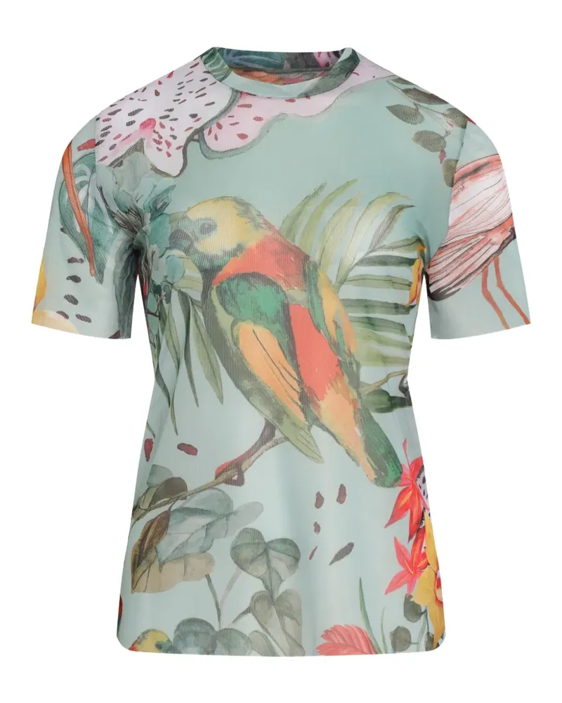 Amir Slama T-Shirt mit tropischem Print - Grün Grün