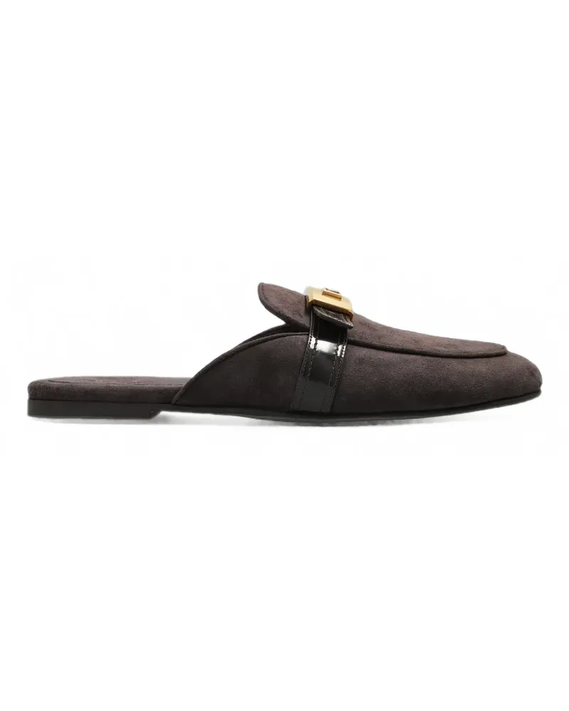 Dolce & Gabbana logo-plaque suede mules - Braun Braun