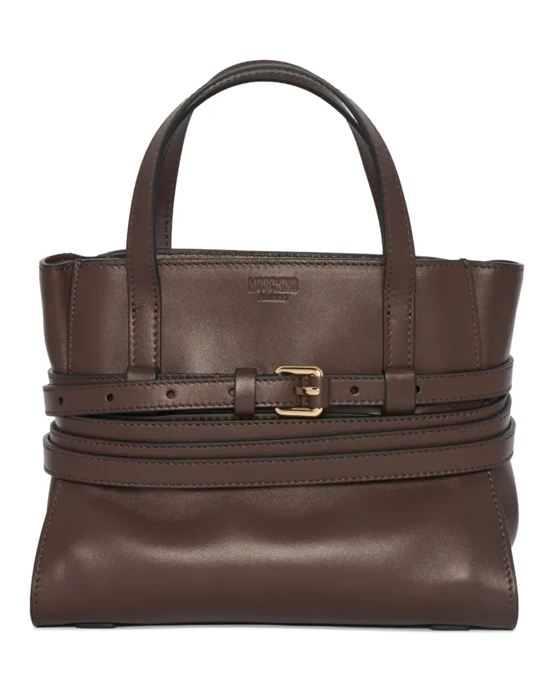Moschino Tie Me belted top-handle tote bag - Braun Braun