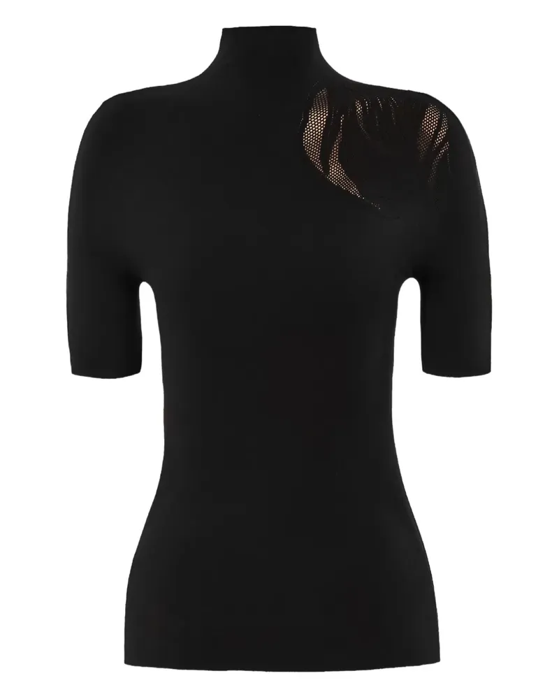 Wolford Stehkragen-Oberteil mit Mesh-Einsatz - Schwarz Schwarz