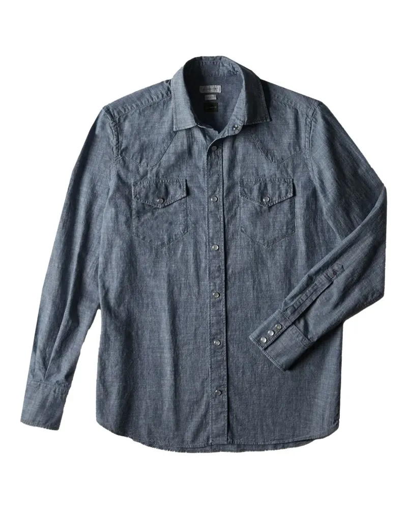 Glanshirt Hemd mit Brusttaschen - Blau Blau