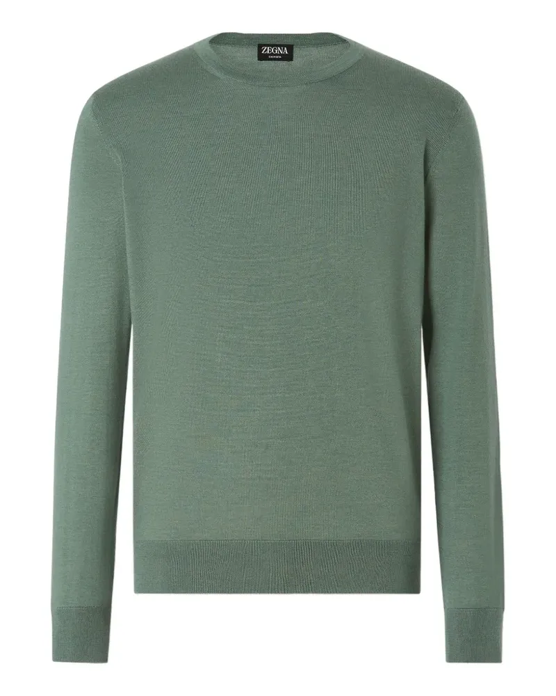 Ermenegildo Zegna Hellgrüner Cashseta Pullover mit rundem Ausschnitt Grün