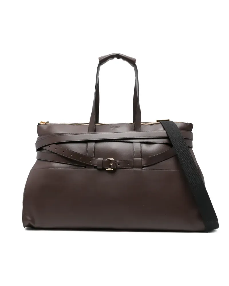 Moschino Tie Me buckle leather holdalls - Braun Braun