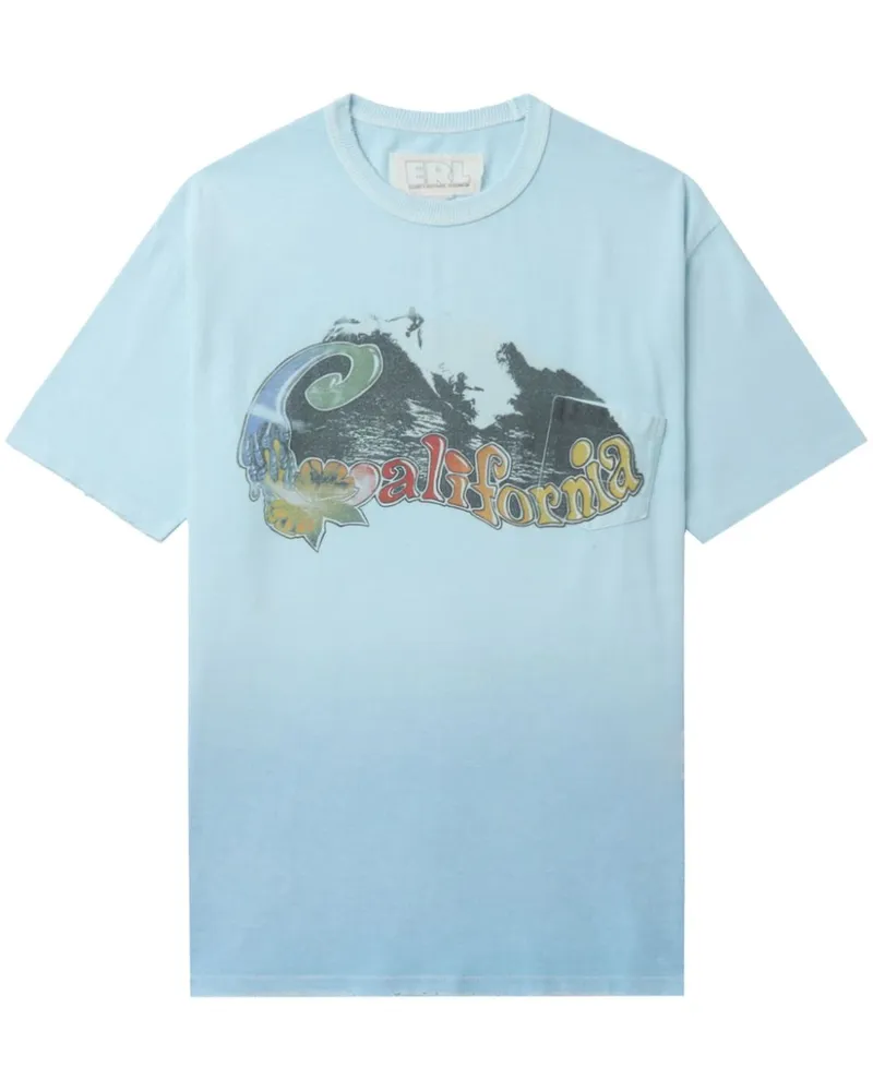 ERL T-Shirt mit Slogan-Print - Blau Blau