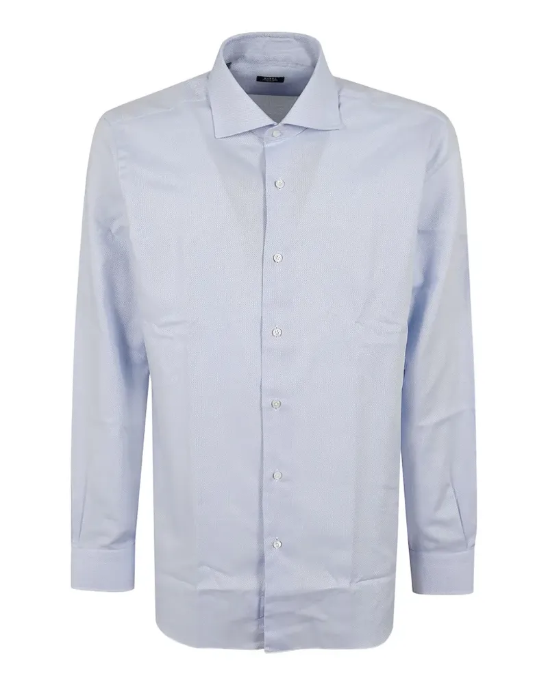 BARBA piqué-weave long-sleeved shirt - Blau Blau