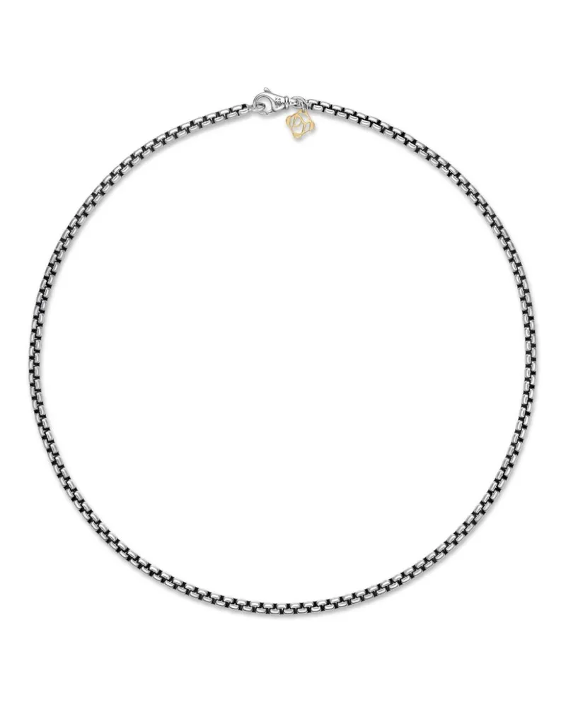 David Yurman 14kt Box Chain Gelbgold- und Sterlingsilberhalskette 2,7mm Silber