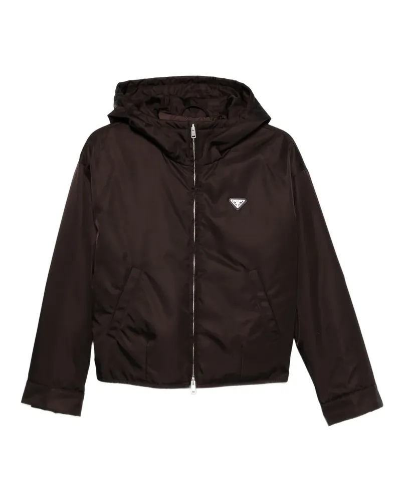 Prada Kapuzenjacke mit Logo-Schild - Braun Braun