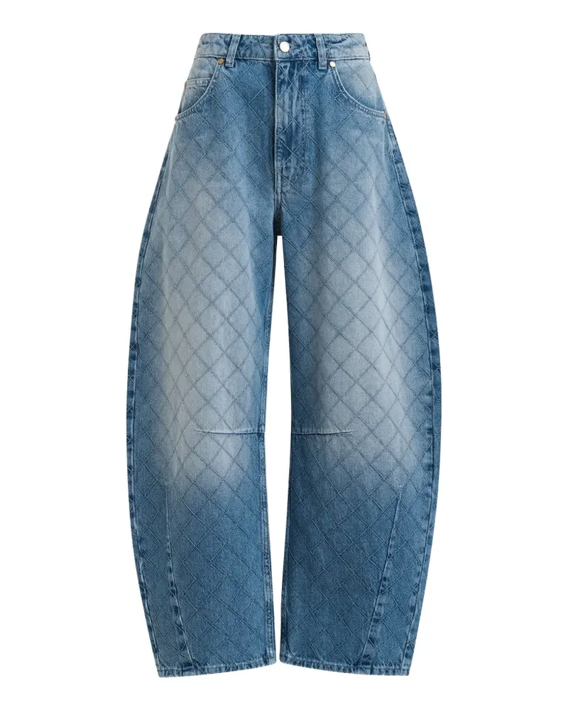Essentiel Barrel-Leg-Jeans mit Rautensteppung - Blau Blau
