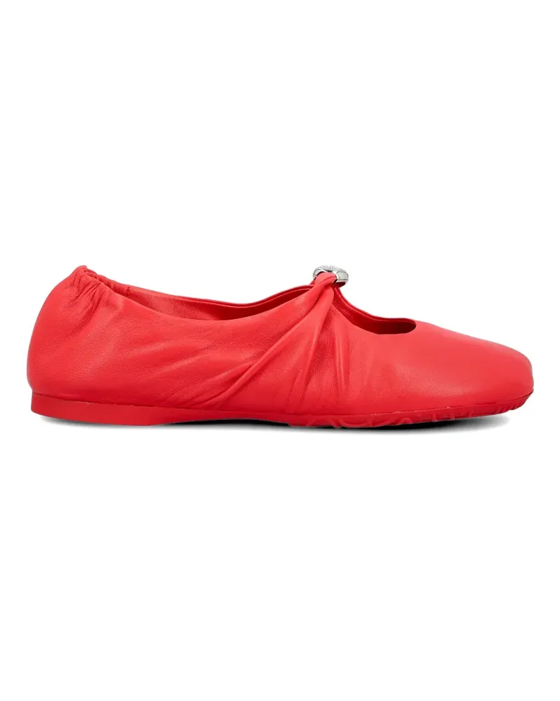 Loewe Pebble ruched leather ballet flats - Rot Rot