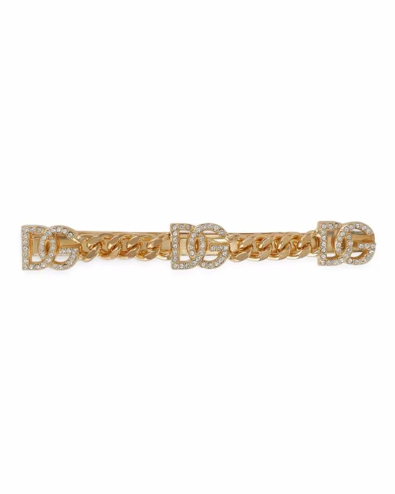 Dolce & Gabbana Haarclip mit strassverziertem DG-Logo Gold