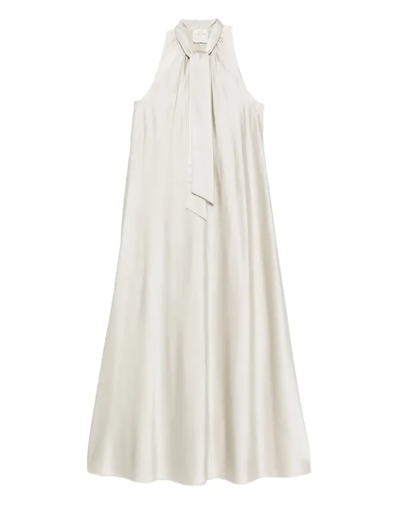 forte_forte Maxikleid mit Schleifenkragen - Weiß Weiß