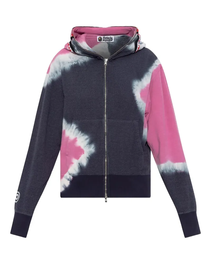BAPE tie-dye shark-detail hoodie - Blau Blau