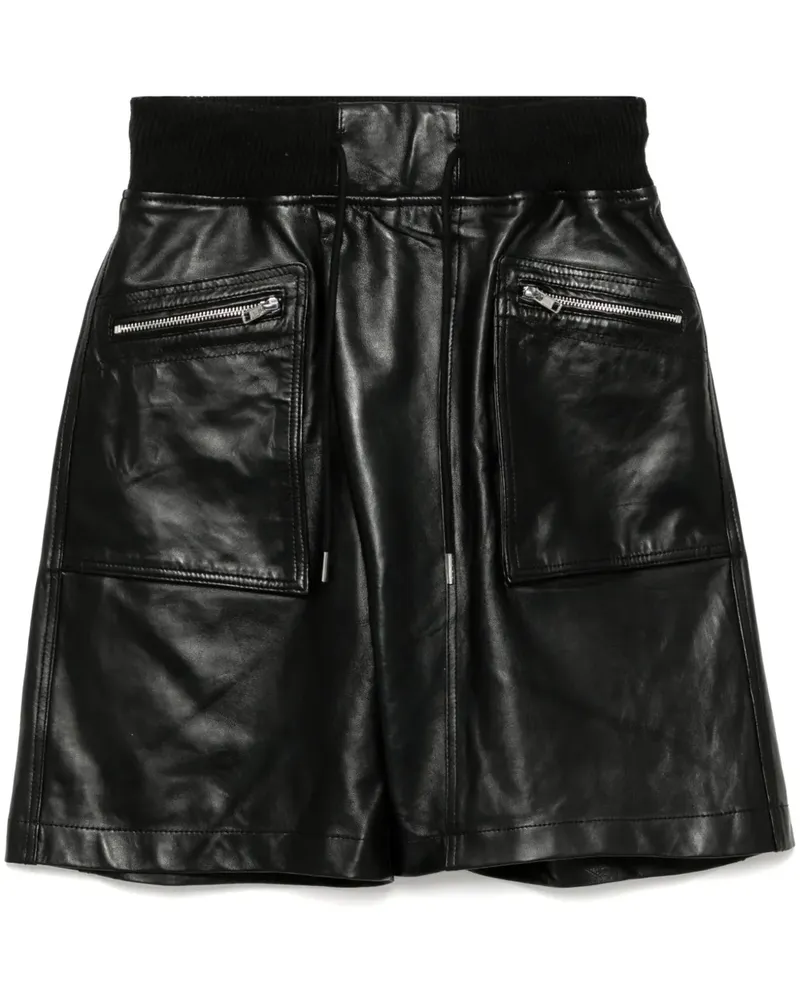 R13 Überkreuzte Shorts aus Leder - Schwarz Schwarz