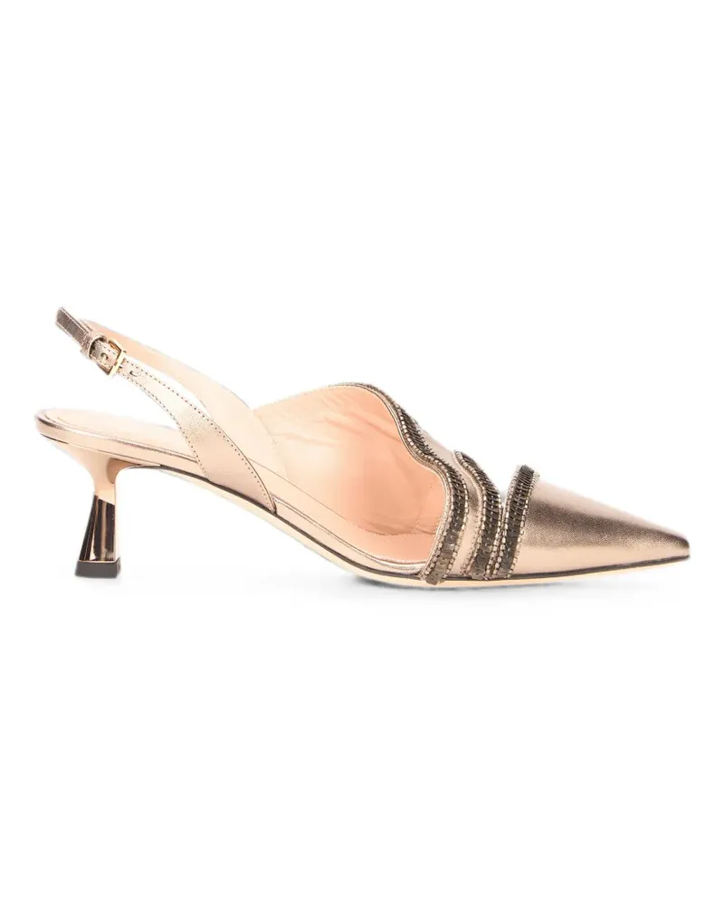 Alberta Ferretti sequin-embellished pointed-toe pumps - Nude Nude