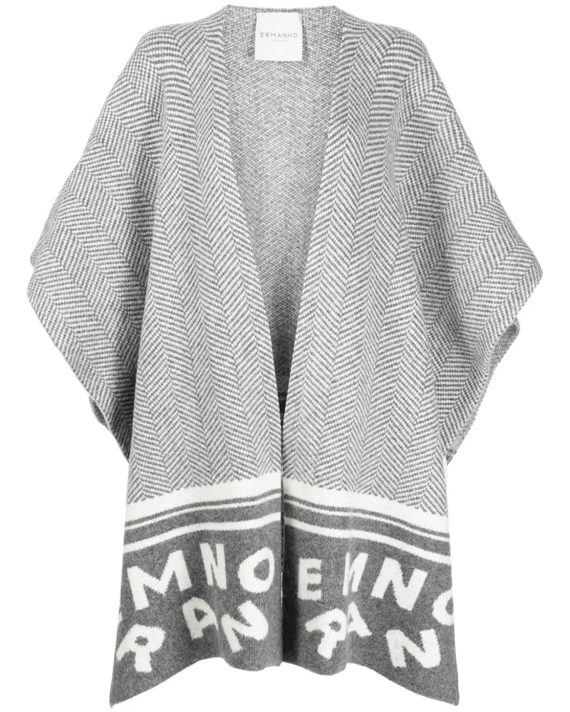 Ermanno Scervino Gestricktes Cape mit Fischgrätenmuster Grau