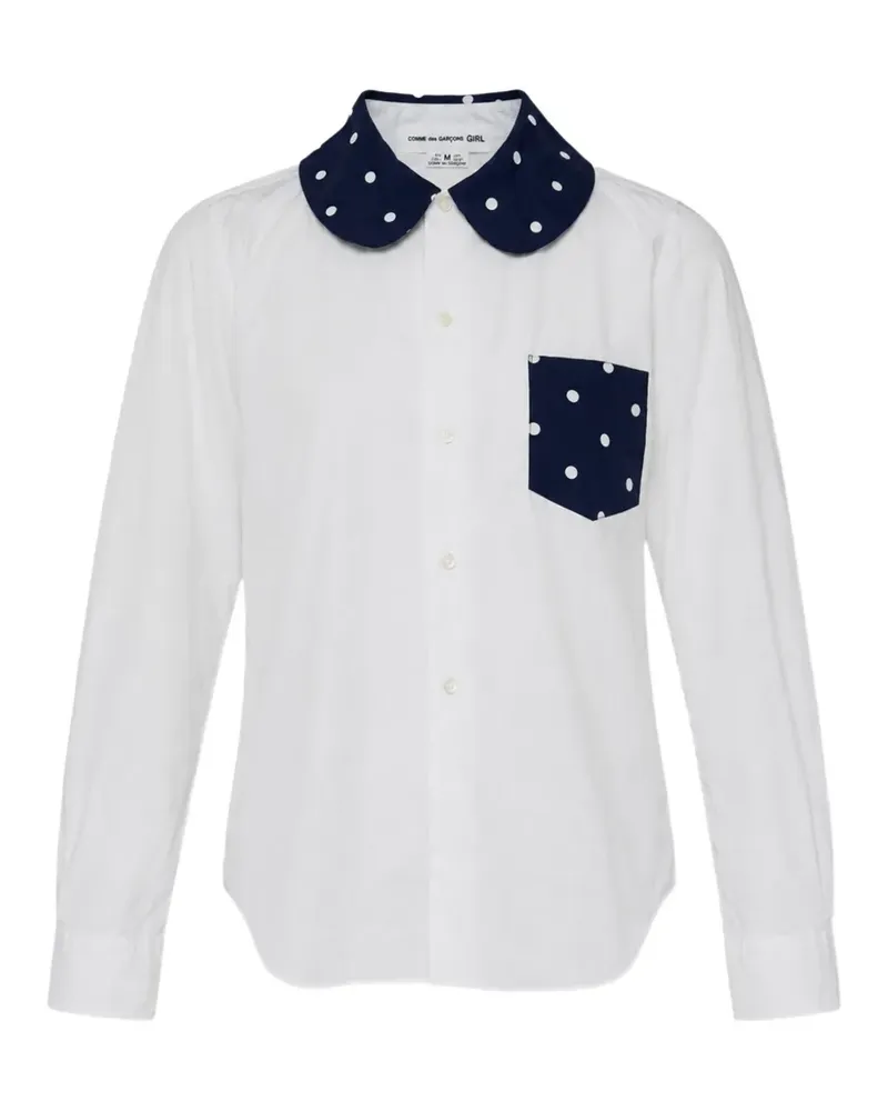 Comme des Garçons Gepunktetes Hemd mit Bubikragen - Weiß Weiß