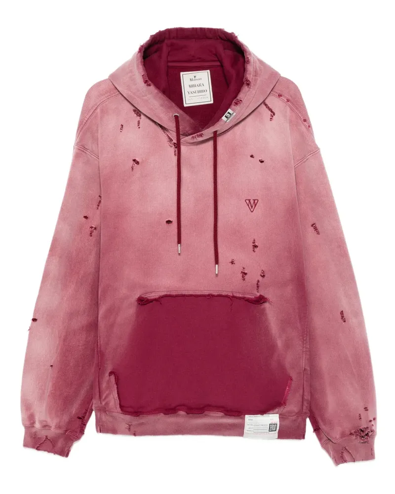 MIHARAYASUHIRO Hoodie im Distressed-Look - Rot Rot