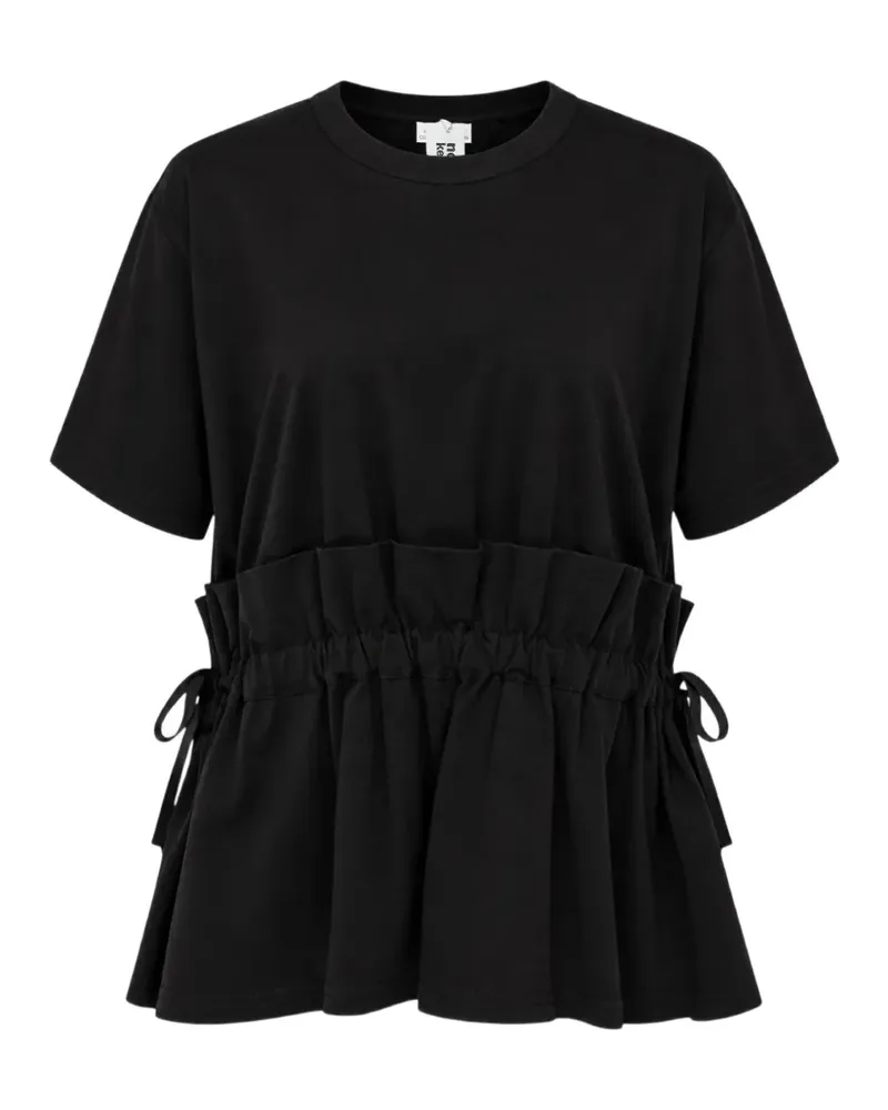 Noir Kei Ninomiya Gerüschtes T-Shirt mit Kordelzug - Schwarz Schwarz