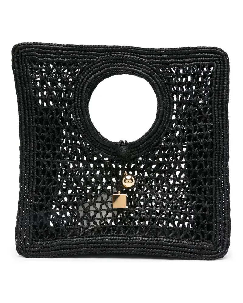 Jacquemus Tote Bag aus Raffiabast mit rundem Henkel - Schwarz Schwarz