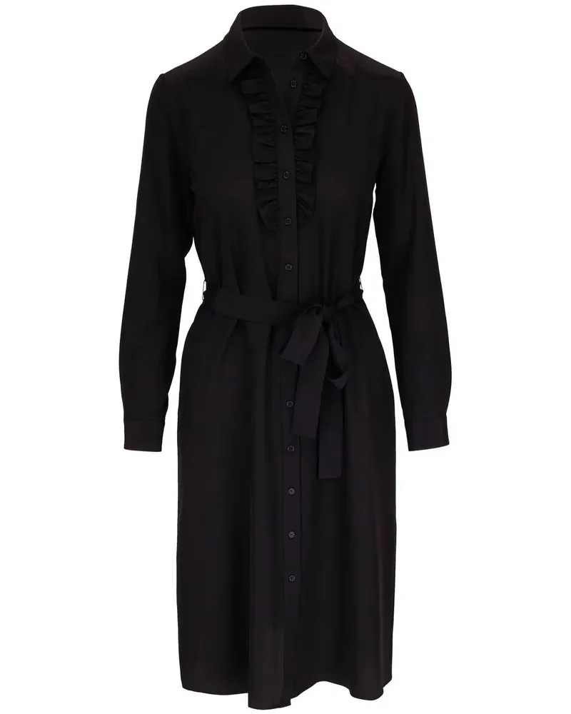 Nili Lotan Hemdkleid mit Rüschenborte - Schwarz Schwarz