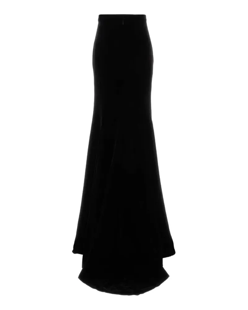 COSTARELLOS Laudrie velvet fishtail maxi skirt - Schwarz Schwarz