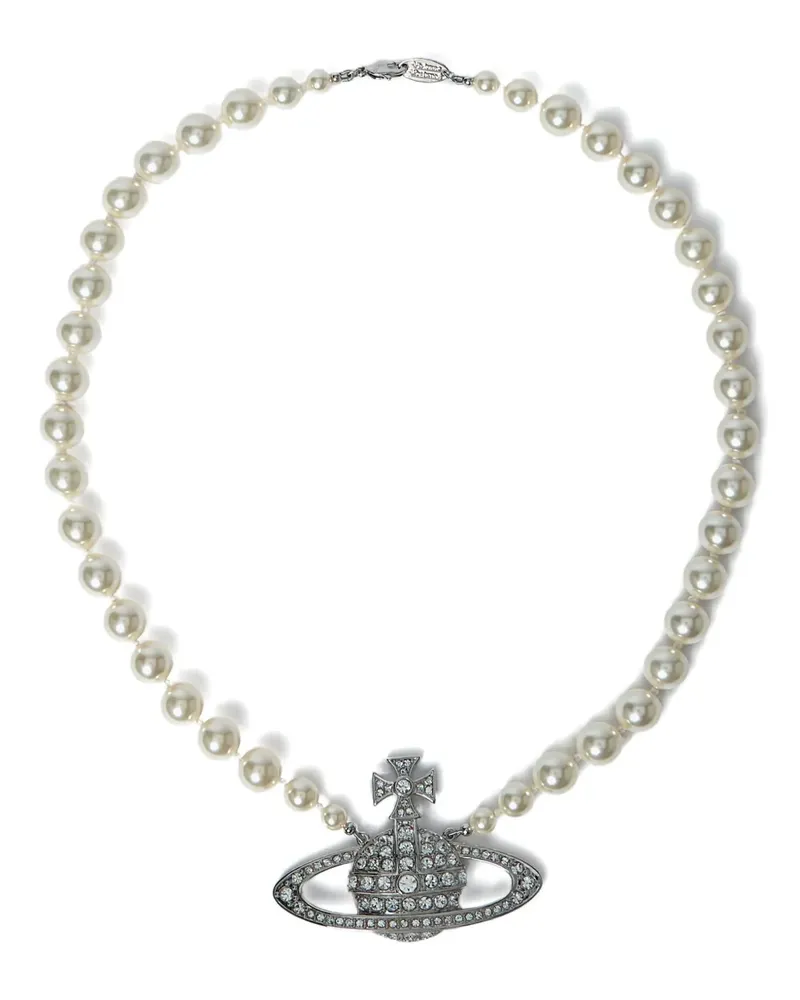 Vivienne Westwood Man. Bas Relief Perlenkette mit Orb-Verzierung - Silber Silber