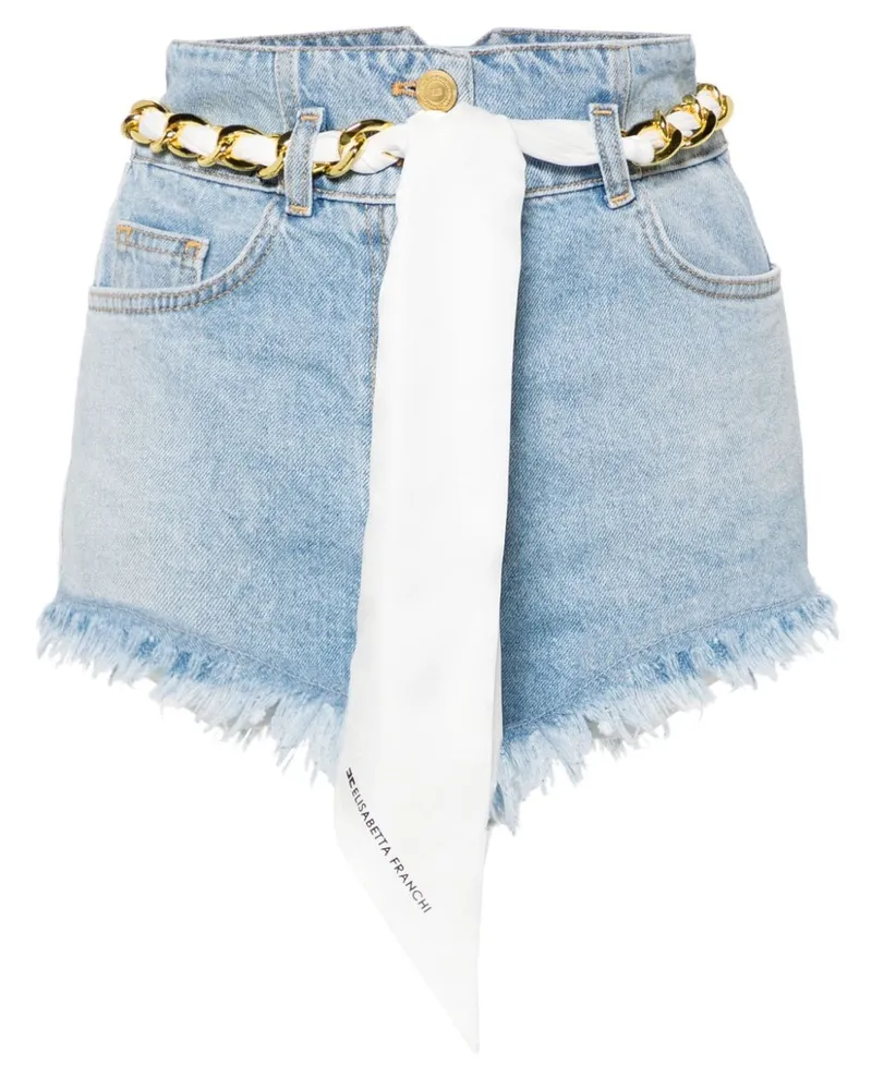 Elisabetta Franchi scarf-belt denim shorts Blue