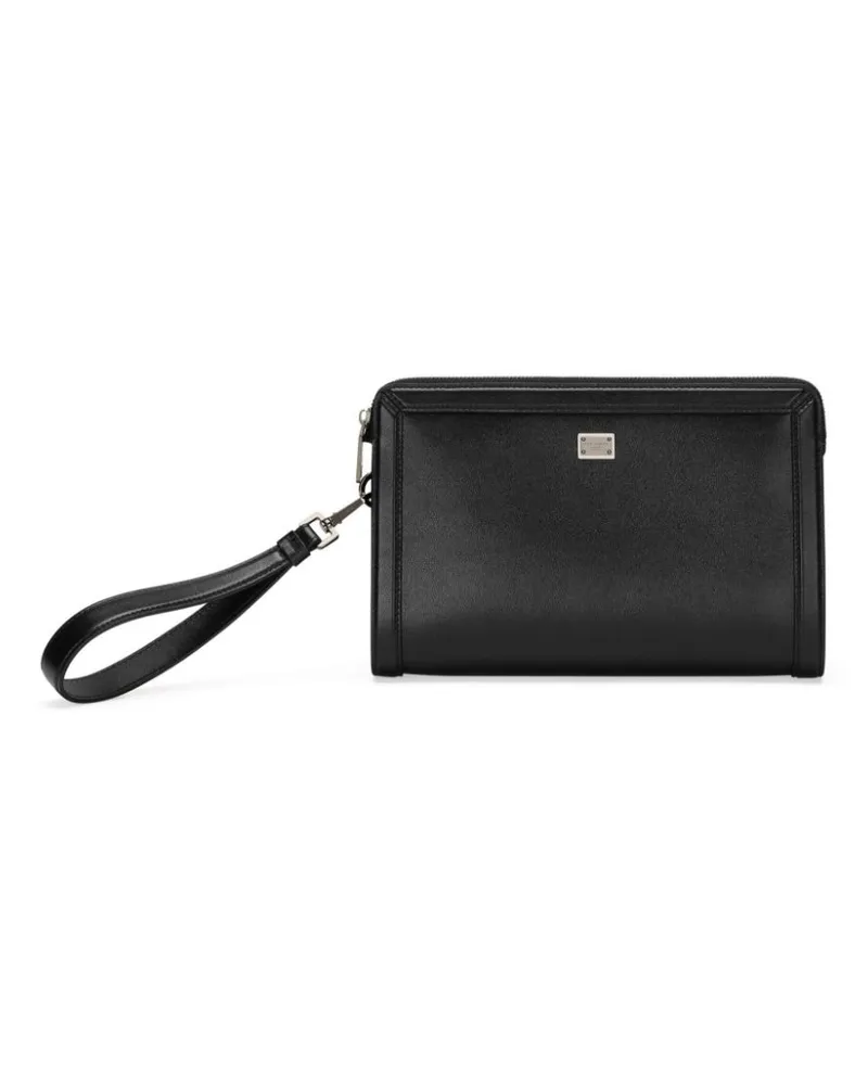 Dolce & Gabbana Clutch mit Logo-Schild - Schwarz Schwarz