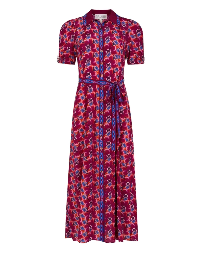 Saloni Kleid mit Puffärmeln - Rosa Rosa
