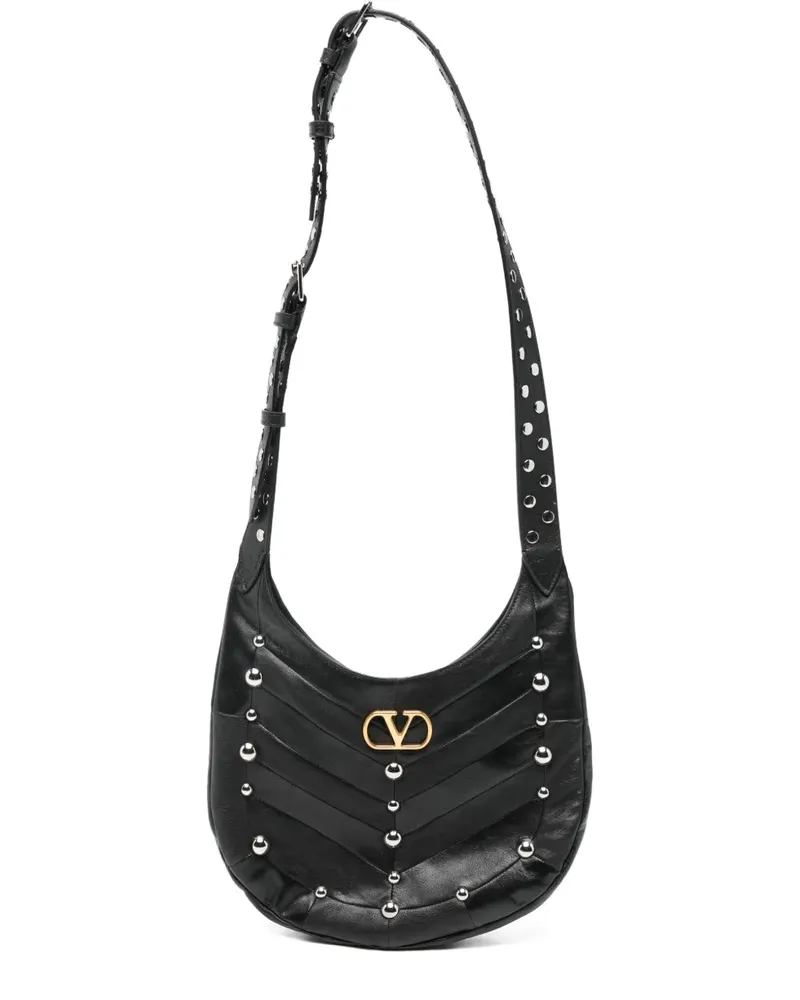 Valentino Garavani VLogo Schultertasche mit Nieten - Schwarz Schwarz