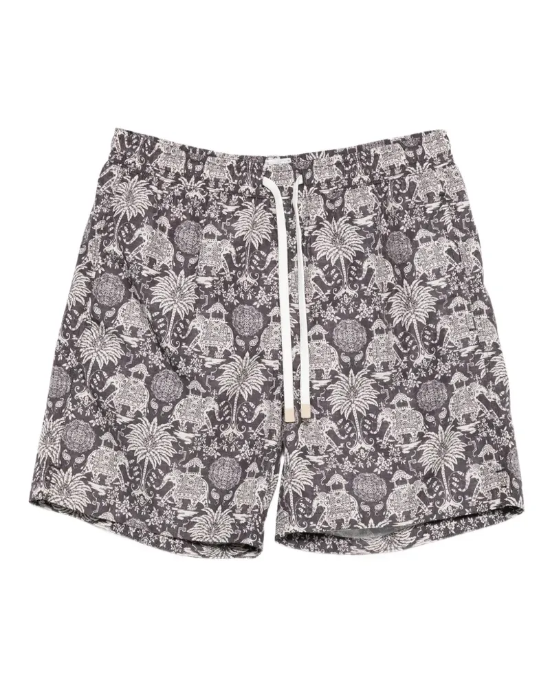 Eleventy Badeshorts mit Print - Schwarz Schwarz
