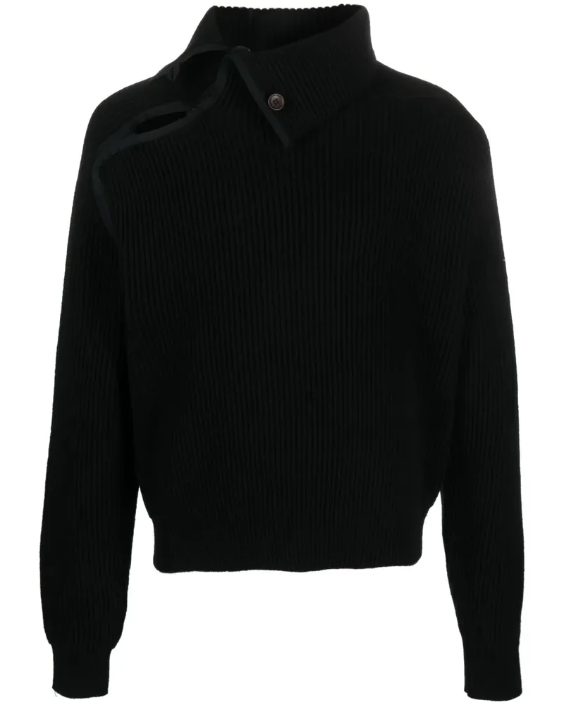 Jacquemus Asymmetrischer Strickpullover - Schwarz Schwarz